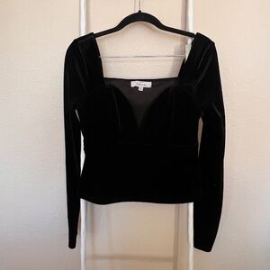 Louna Black Velvet Structured Bustier Top M Square Neck Long Sleeve